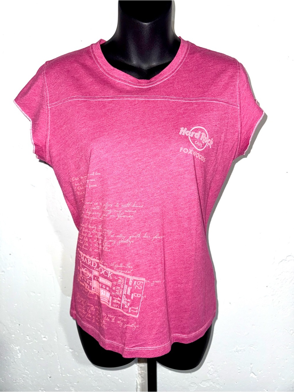 Hard Rock Cafe Foxwoods Pink Juniors XL Tee